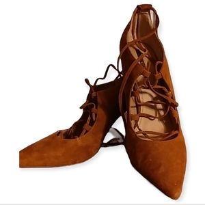 Suede Tahari Ankle Laced Heels Size 10